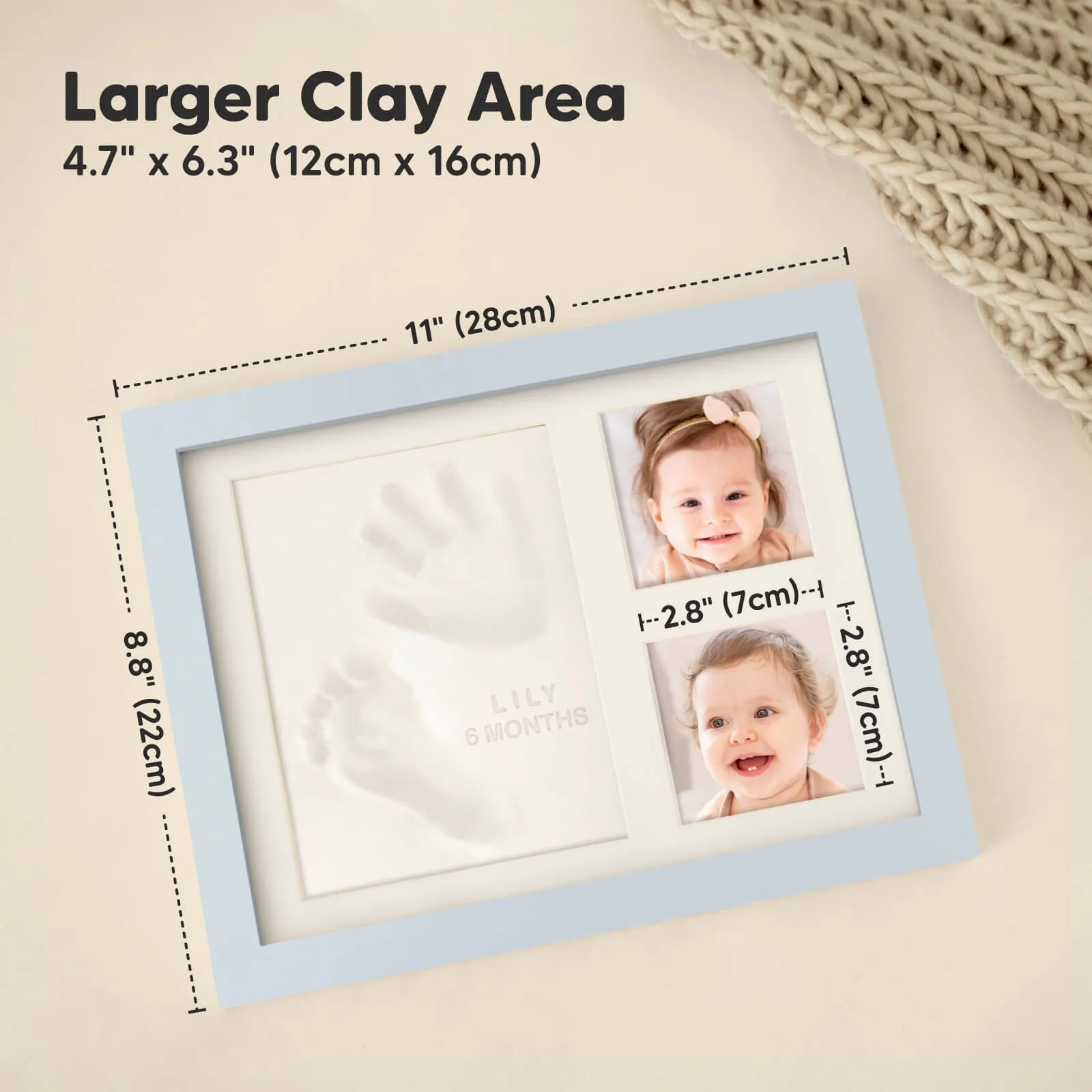 Baby Handprint & Footprint Keepsake Solo Frame (Mist Blue)