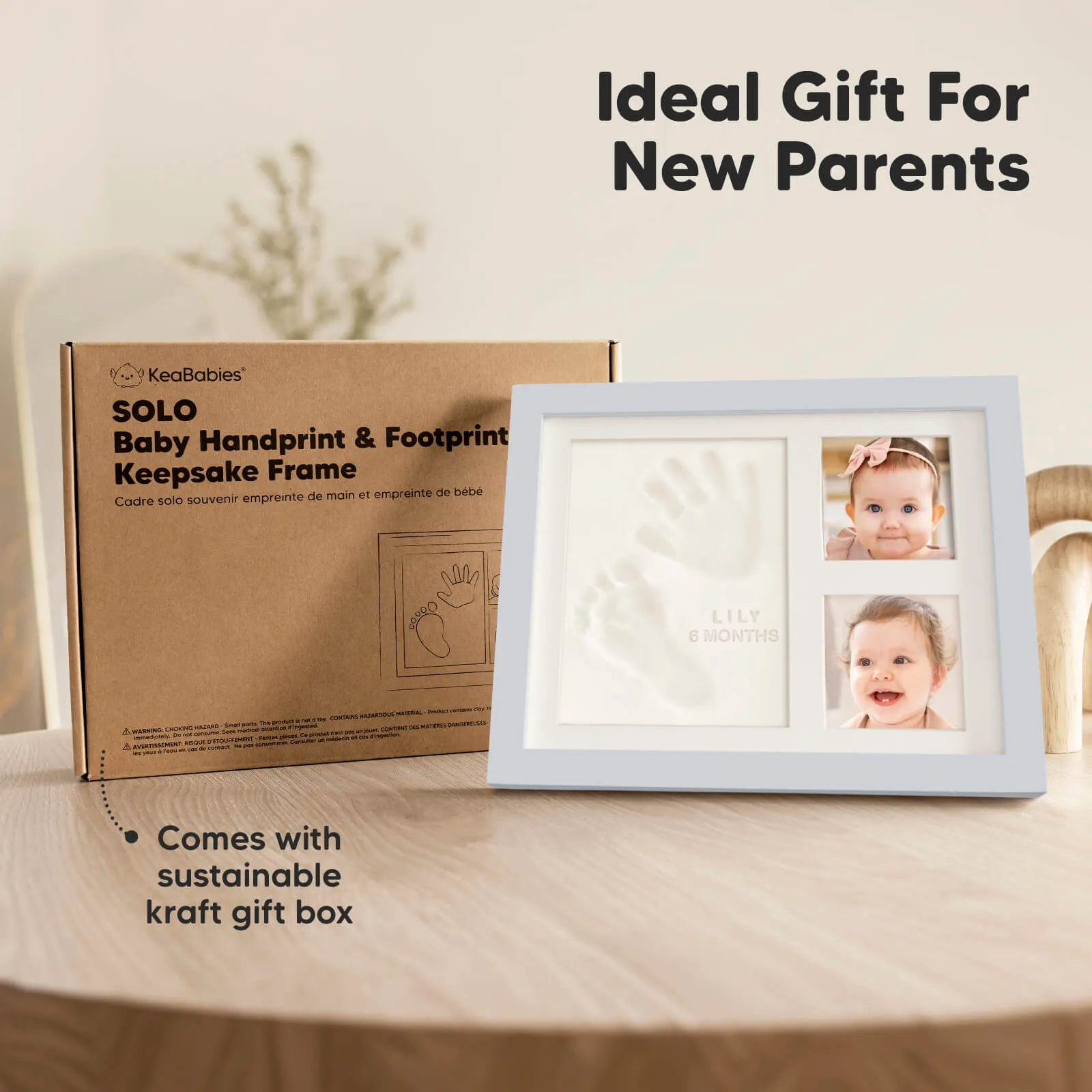 Baby Handprint & Footprint Keepsake Solo Frame (Mist Blue)