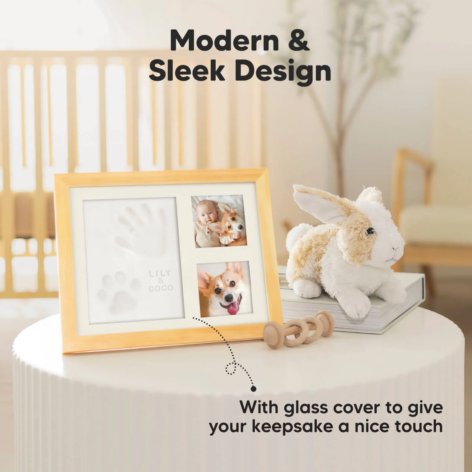 Baby Handprint & Footprint Keepsake Solo Frame (Natural Pine)