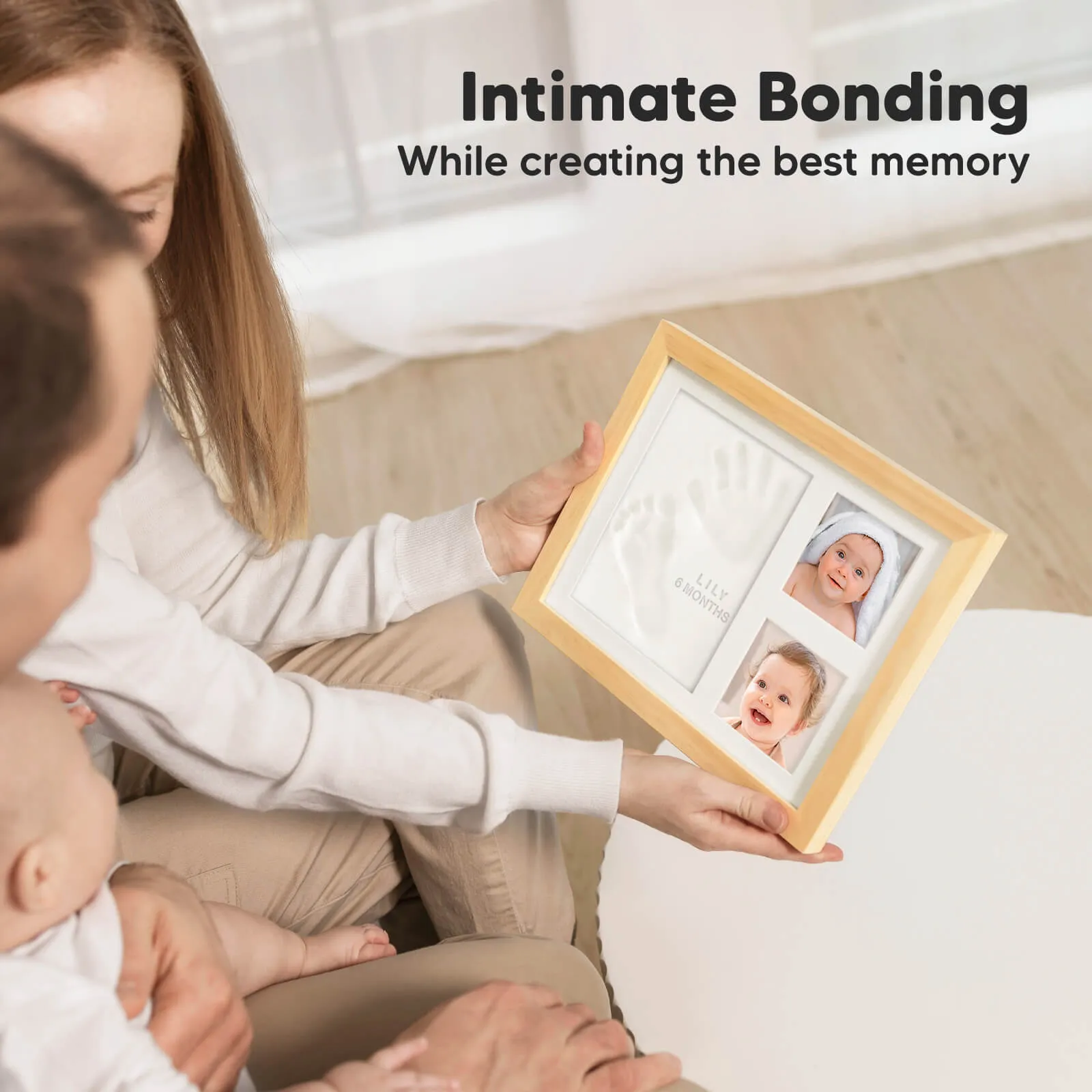 Baby Handprint & Footprint Keepsake Solo Frame (Natural Pine)
