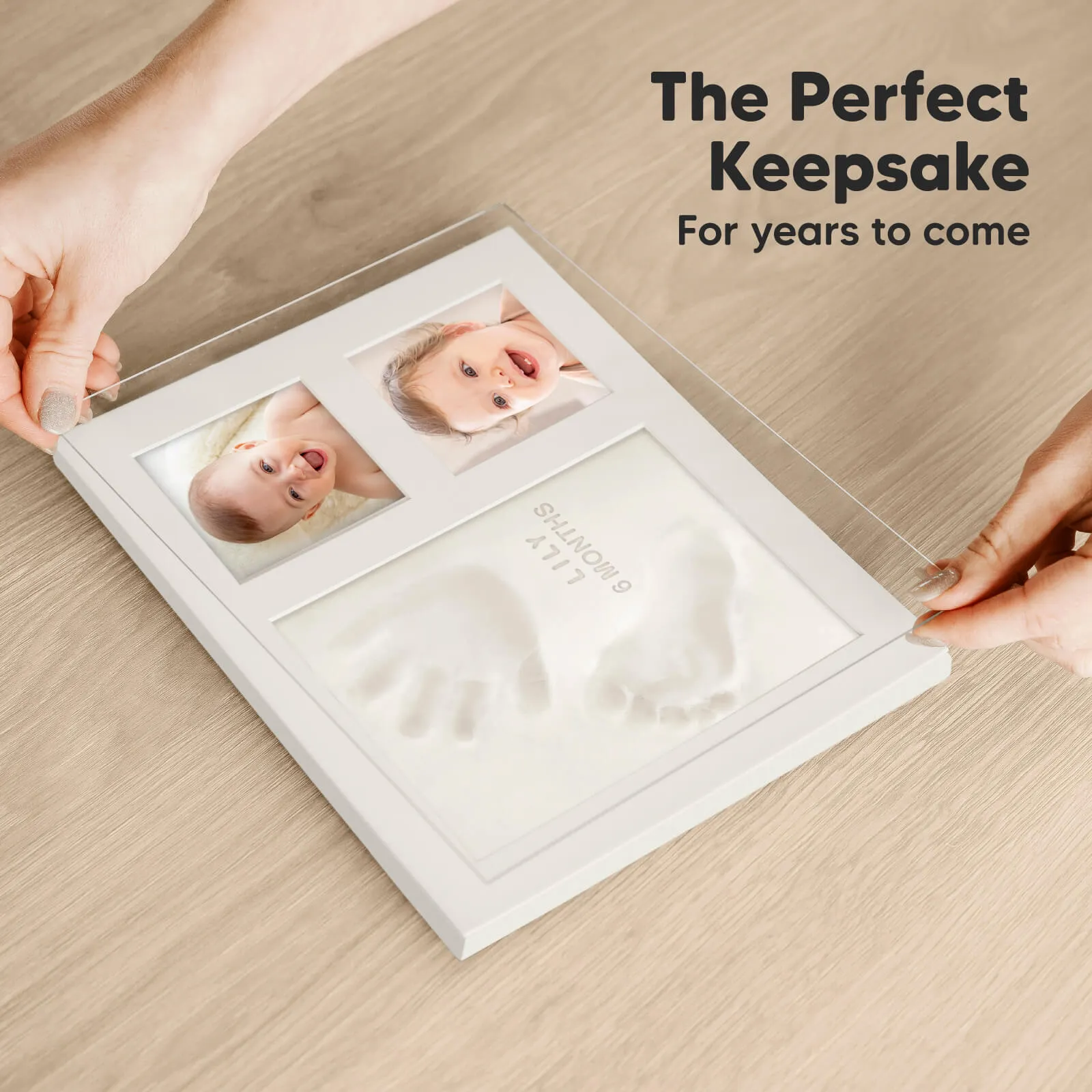 Baby Handprint & Footprint Keepsake Solo Frame (Natural Pine)
