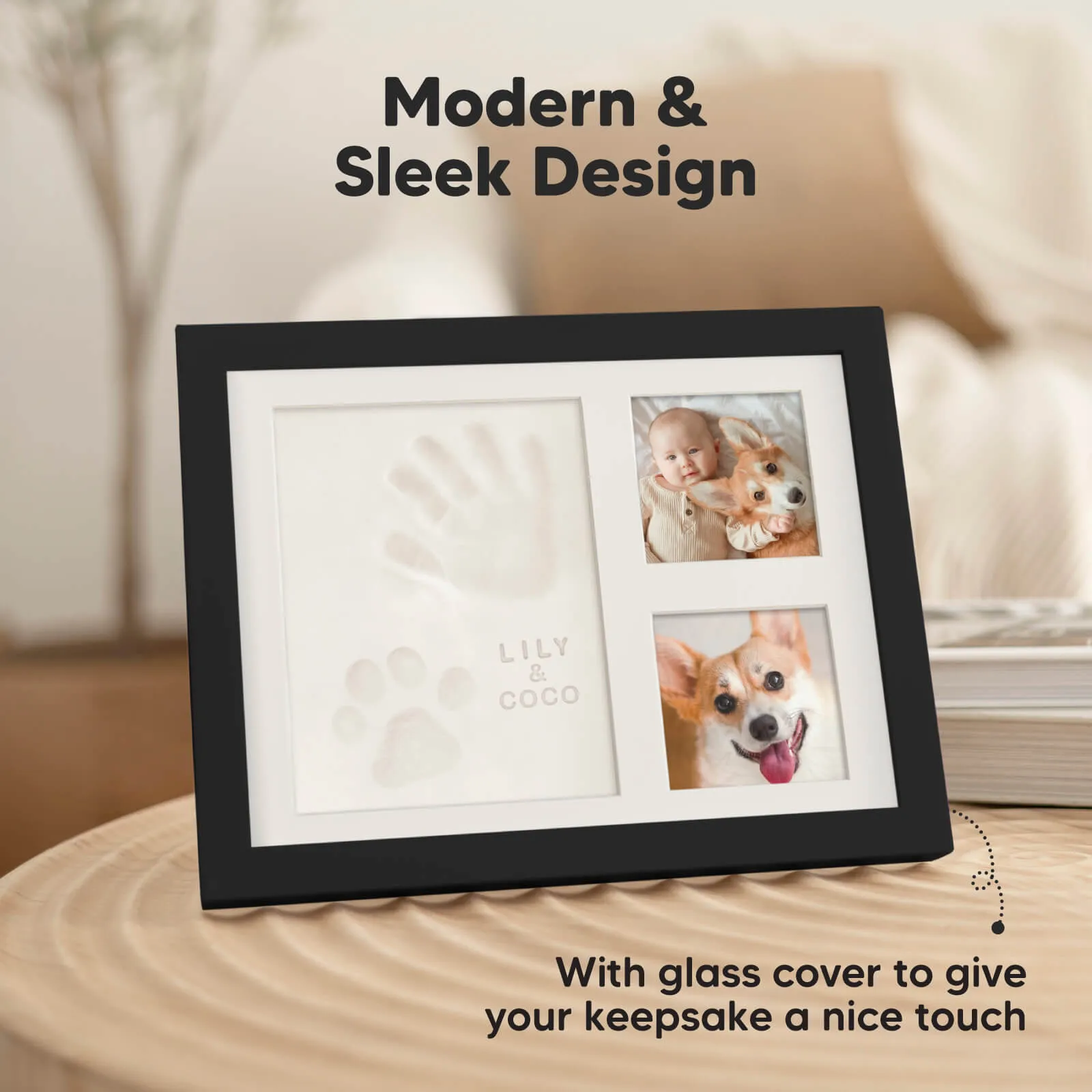 Baby Handprint & Footprint Keepsake Solo Frame (Onyx Black)