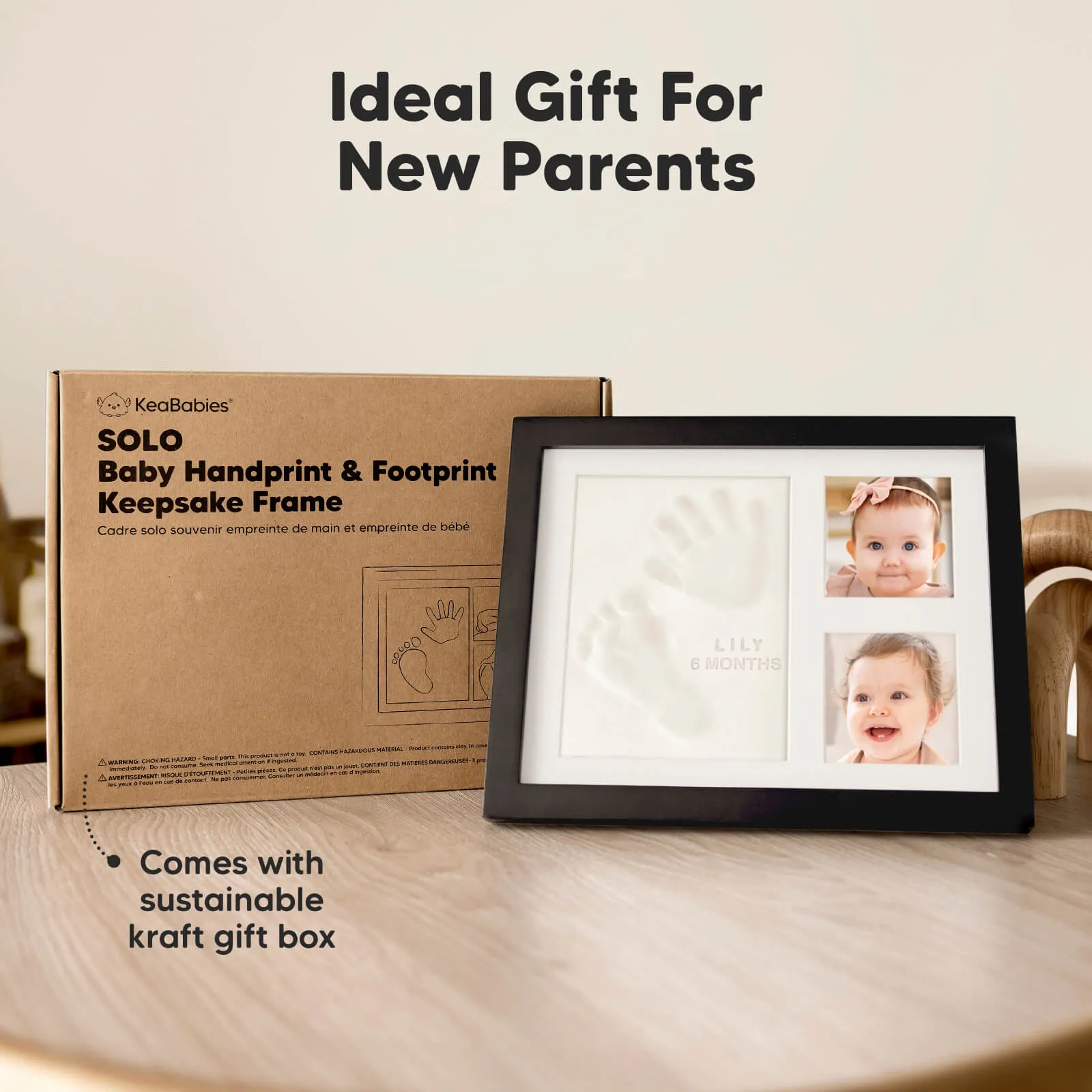 Baby Handprint & Footprint Keepsake Solo Frame (Onyx Black)