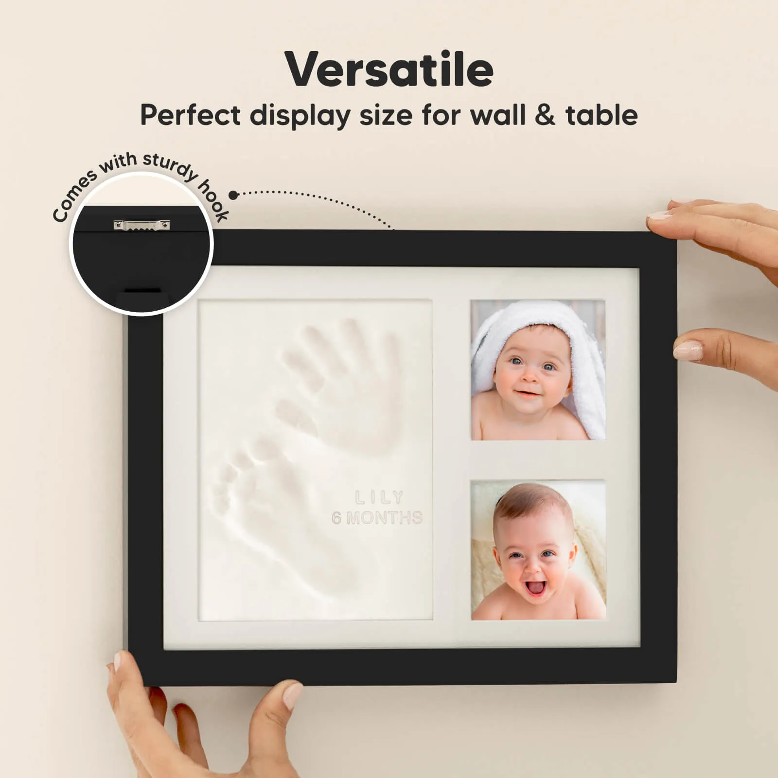 Baby Handprint & Footprint Keepsake Solo Frame (Onyx Black)