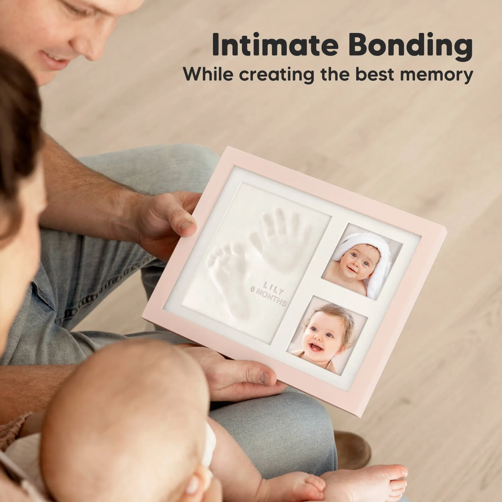 Baby Handprint & Footprint Keepsake Solo Frame (Petal Pink)