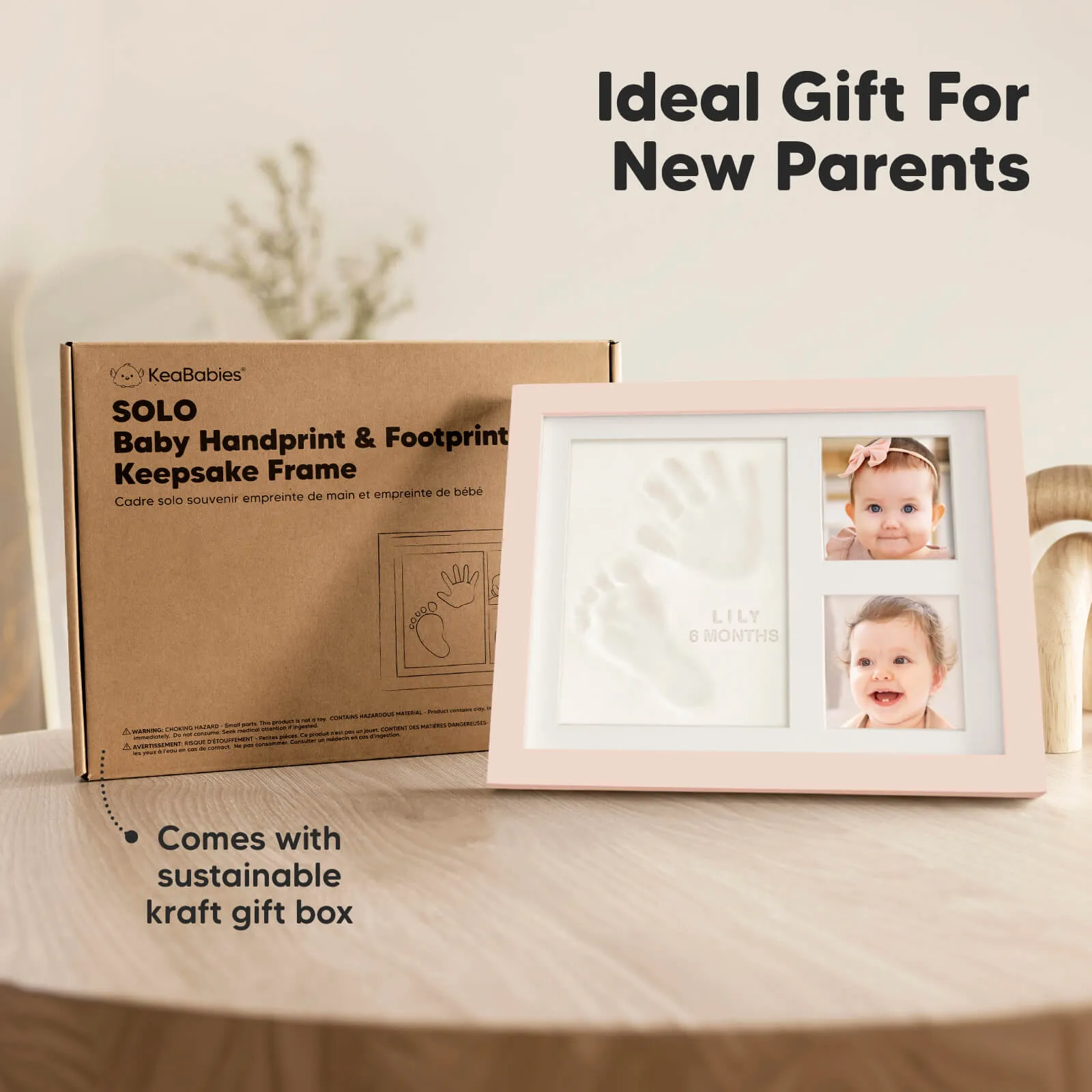 Baby Handprint & Footprint Keepsake Solo Frame (Petal Pink)