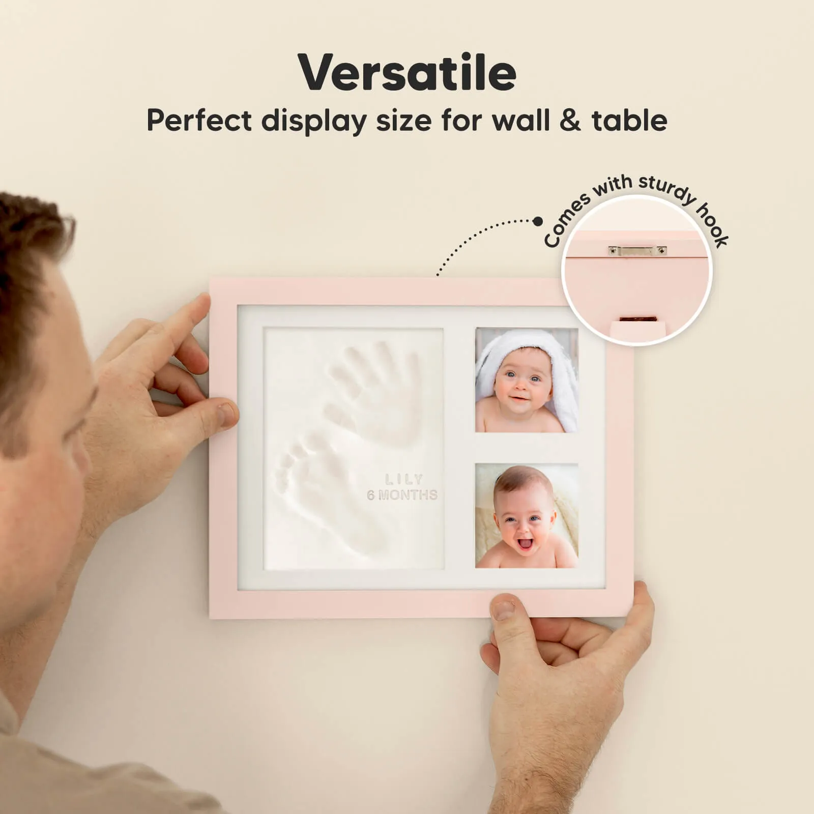 Baby Handprint & Footprint Keepsake Solo Frame (Petal Pink)