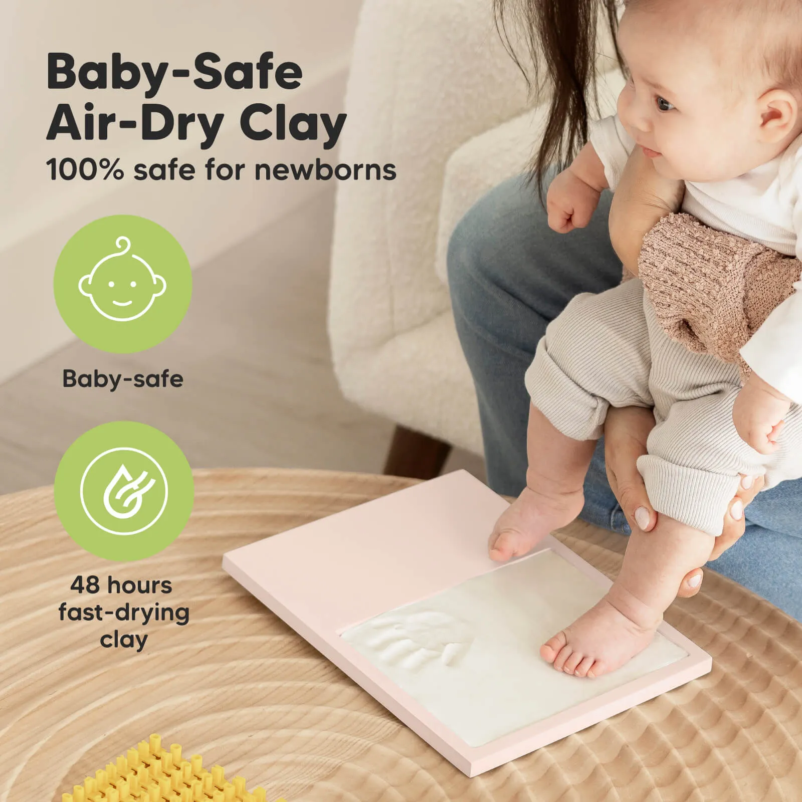 Baby Handprint & Footprint Keepsake Solo Frame (Petal Pink)