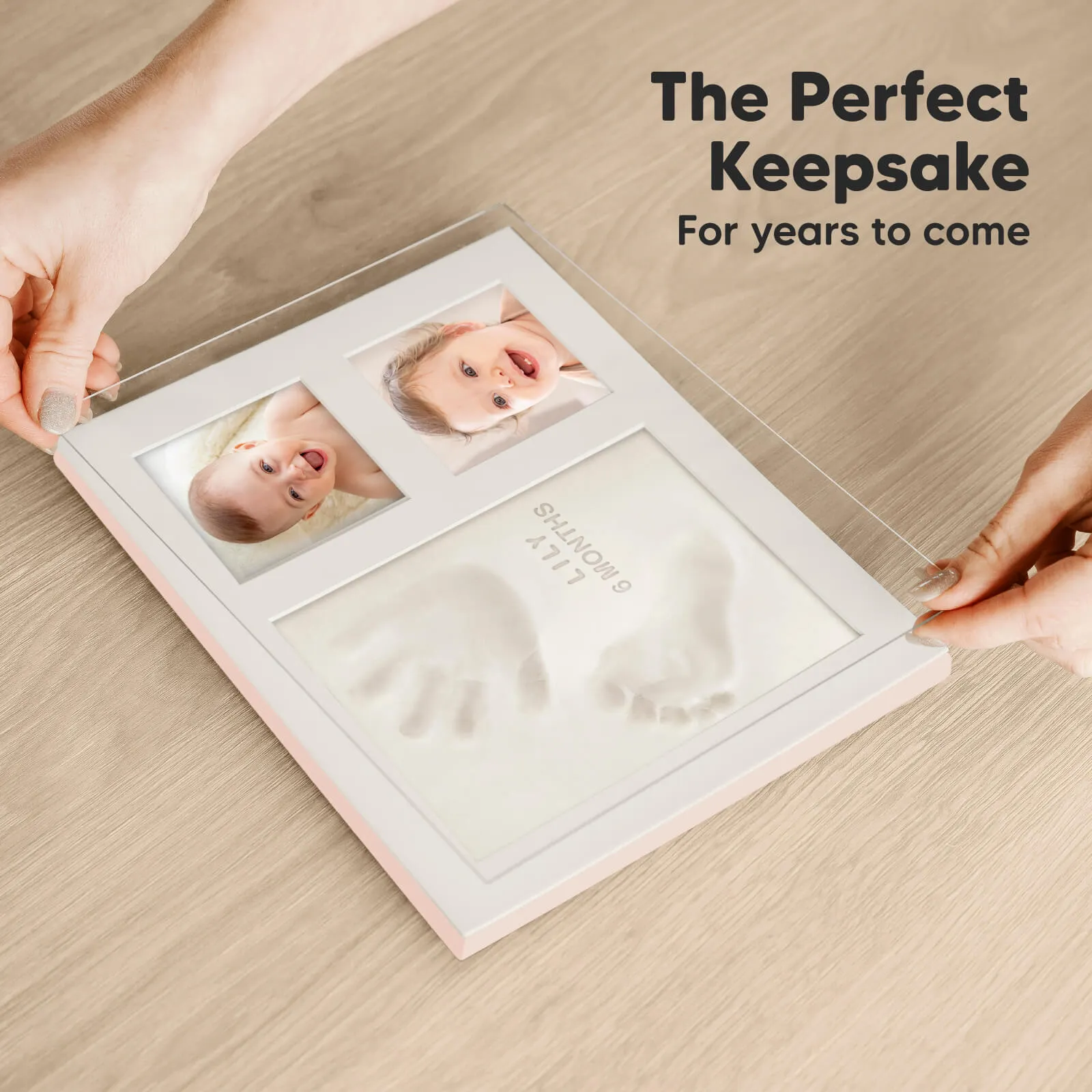 Baby Handprint & Footprint Keepsake Solo Frame (Petal Pink)