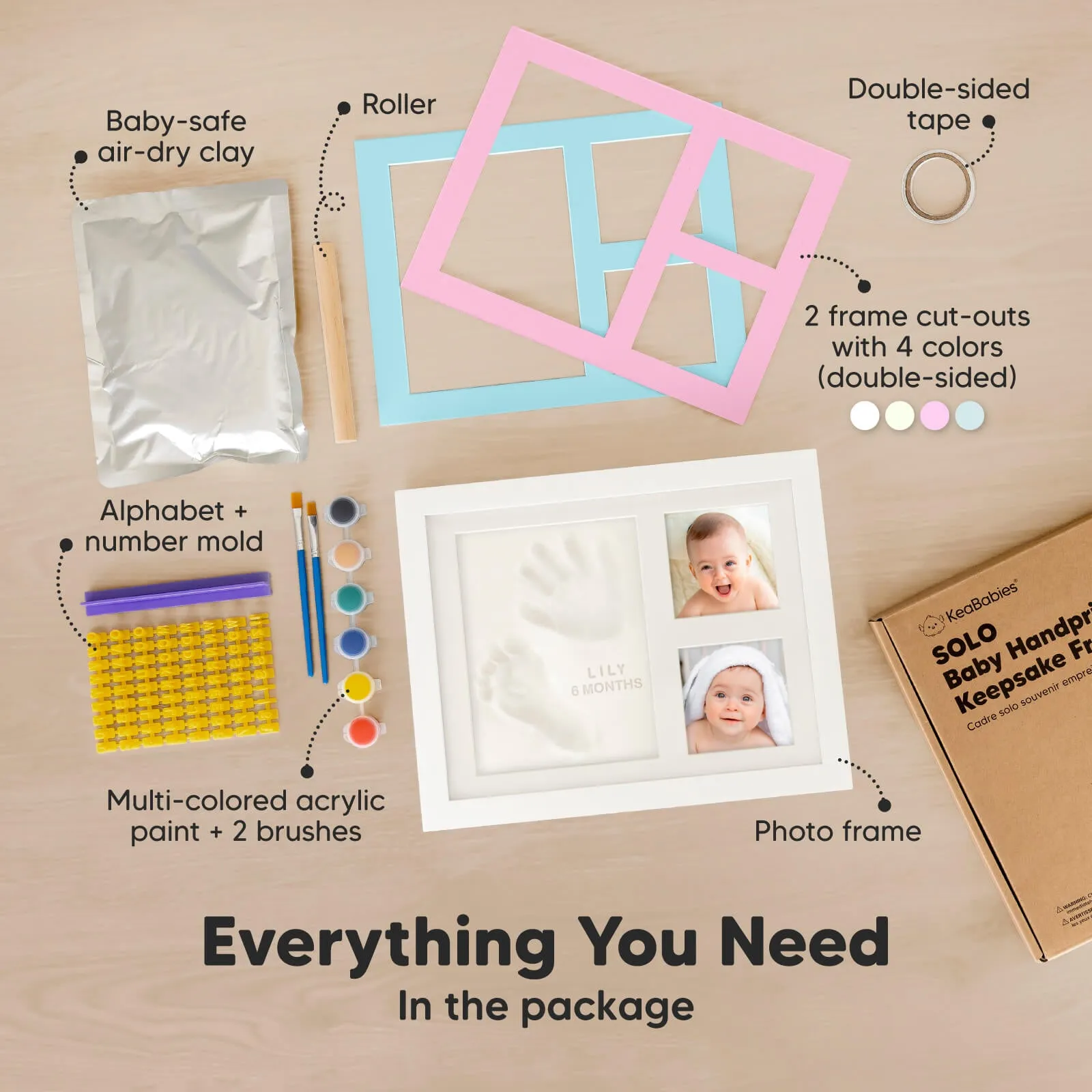 Baby Handprint & Footprint Keepsake Solo Frame
