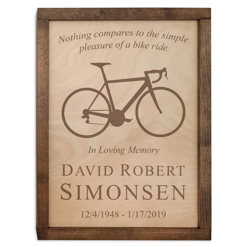 Bicycle Wall Mounted Wood Cremation Urn Plaque