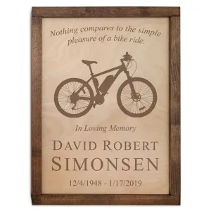 Bicycle Wall Mounted Wood Cremation Urn Plaque
