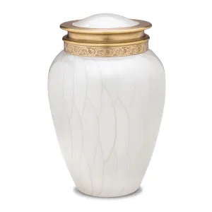 Blessing Brass Cremation Urn in Pearl White