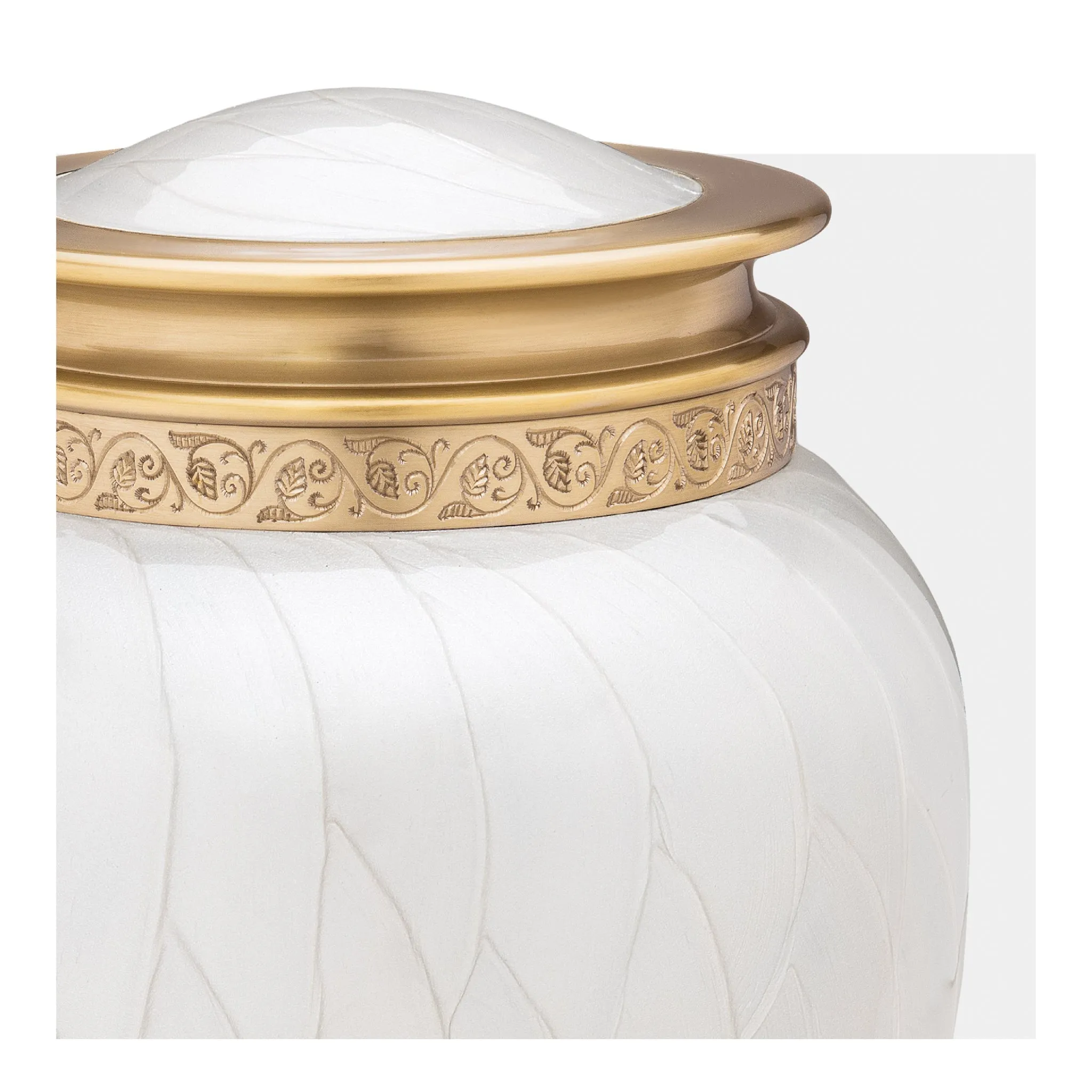 Blessing Brass Cremation Urn in Pearl White