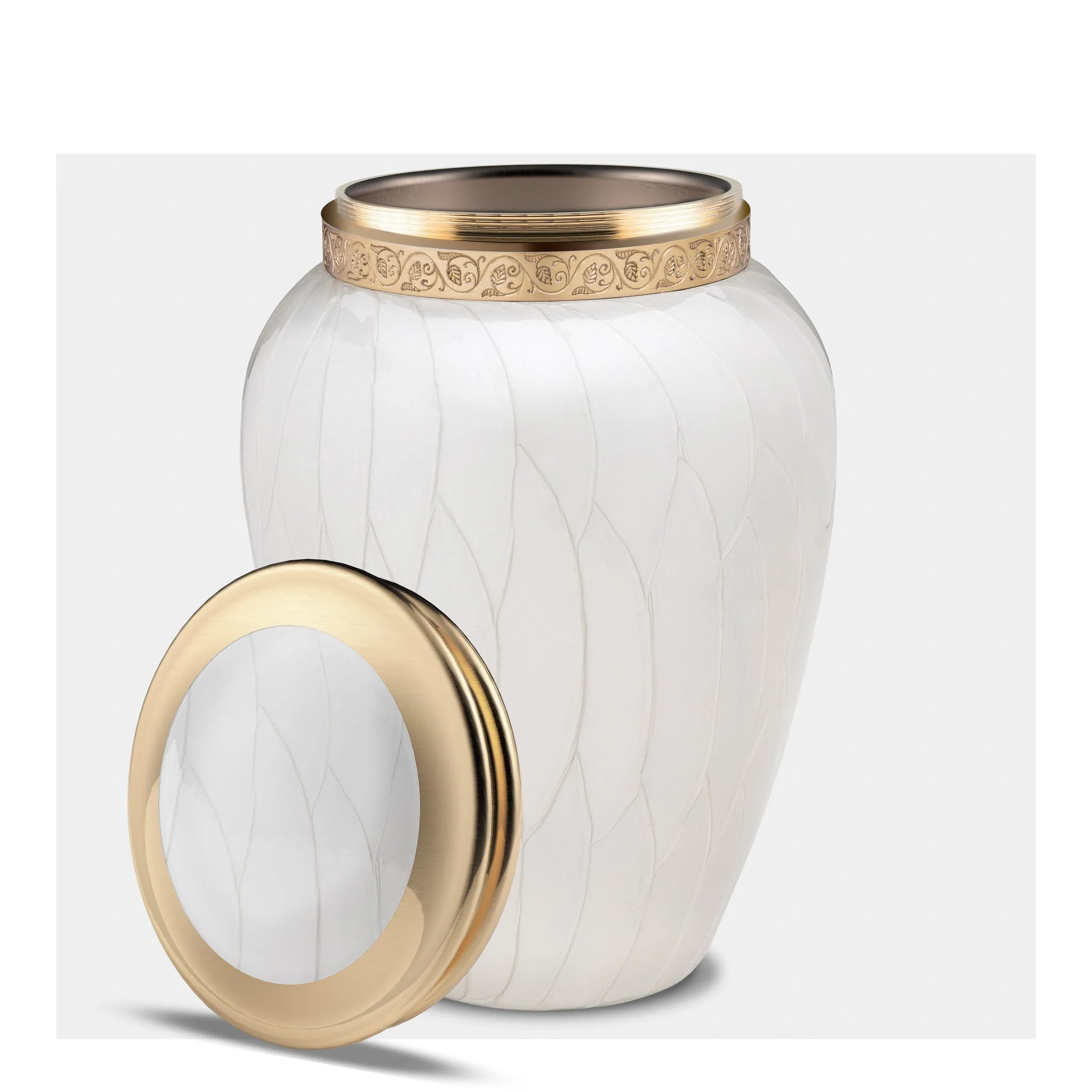 Blessing Brass Cremation Urn in Pearl White