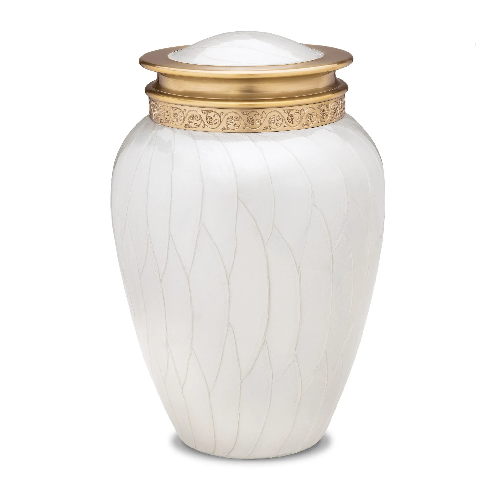 Blessing Brass Cremation Urn in Pearl White