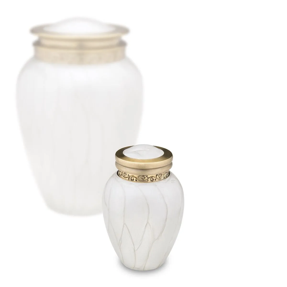 Blessing Brass Cremation Urn in Pearl White