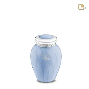 Blessing Keepsake Urn Pearl Blue & Polished Silver