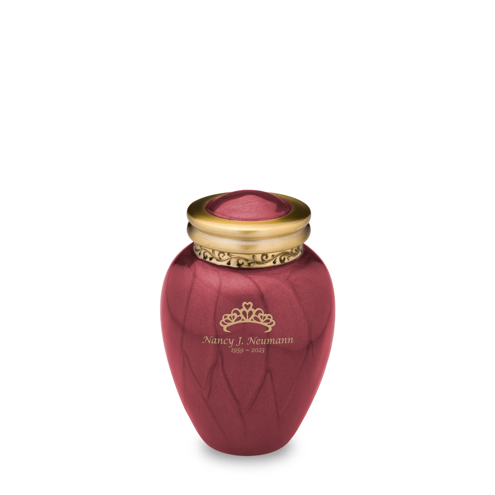 Blessing Keepsake Urn Pearl Crimson & Brushed Gold