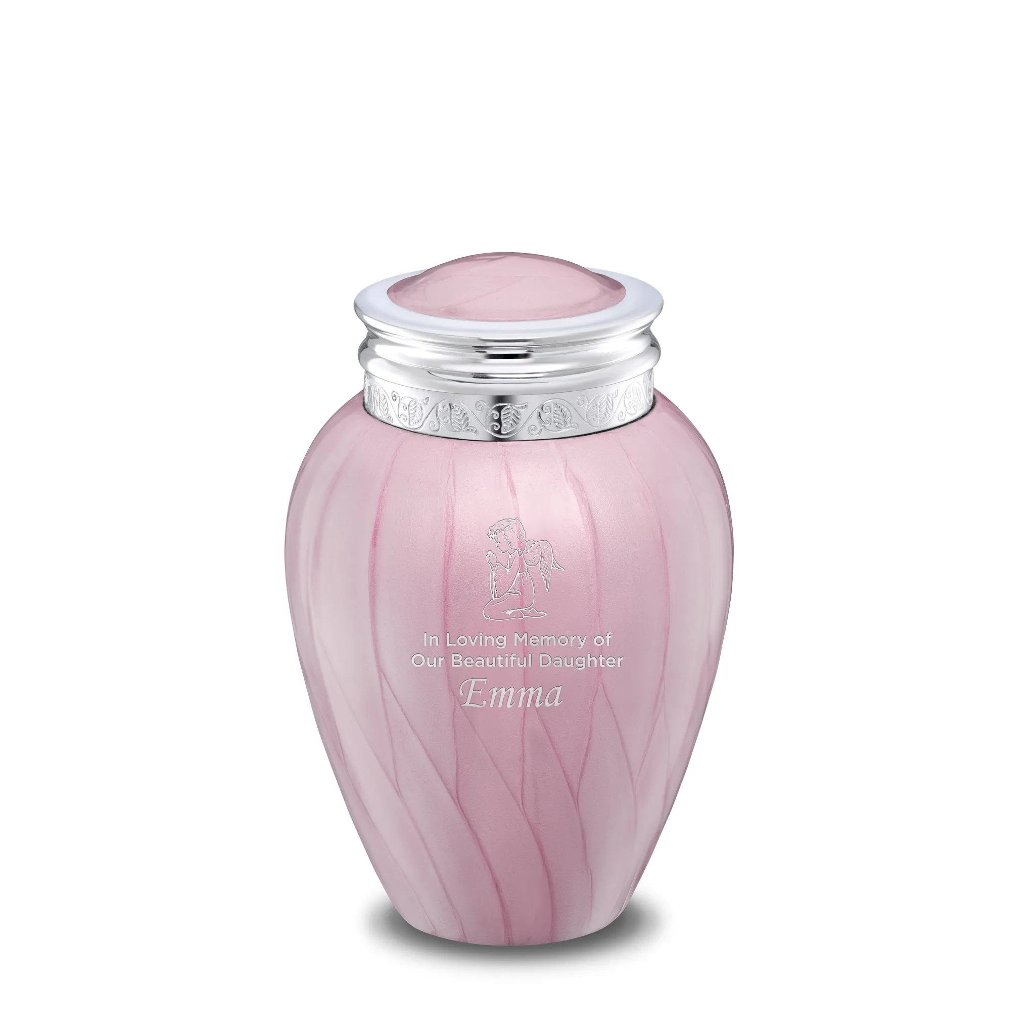 Blessing Medium Urn Pearl Pink & Polished Silver