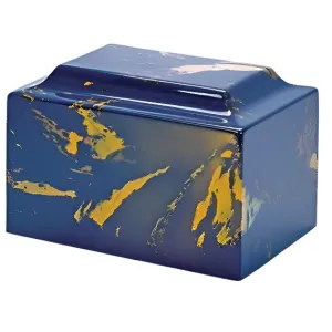 Blue & Gold Cultured Marble, Cremation Urn | MacKinzie Vault | Quality Urns For Less
