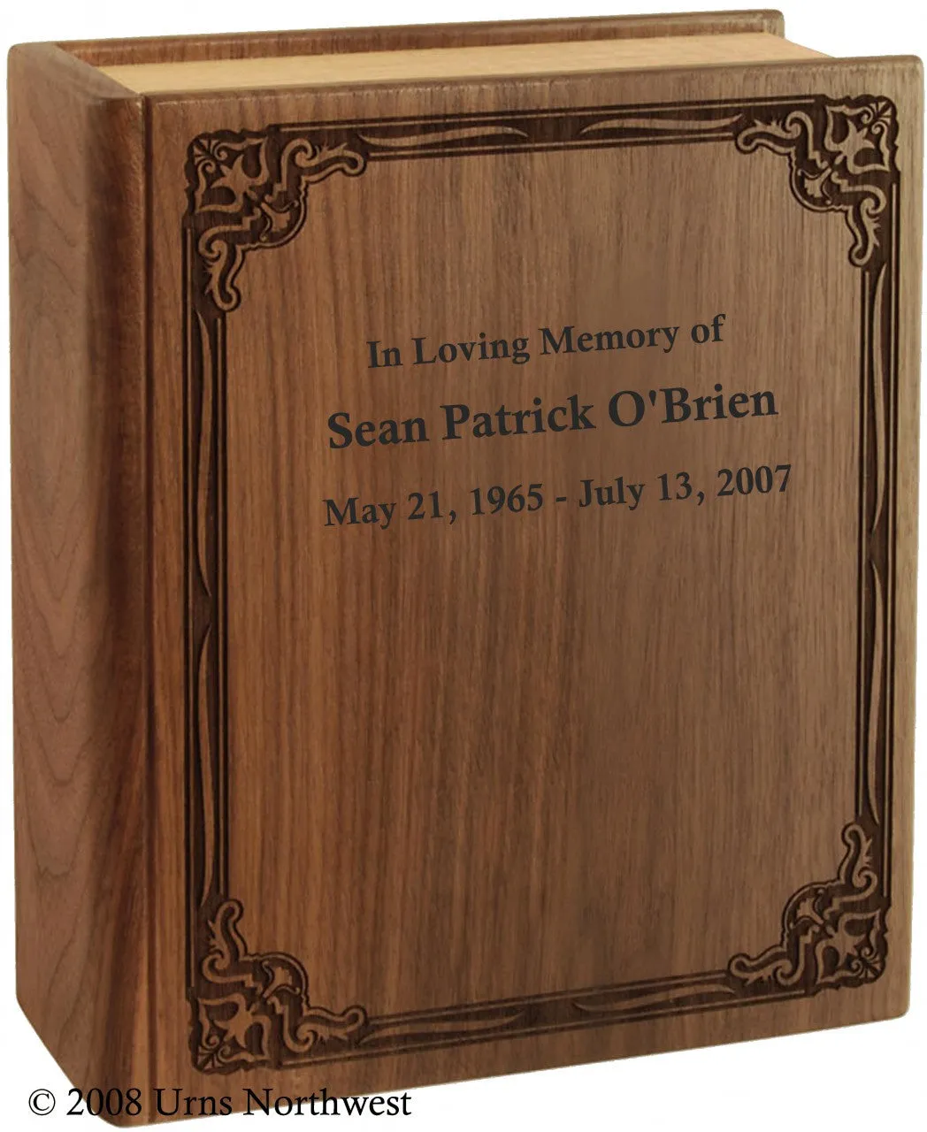 Book Wood Inlay Cremation Urn Personalized