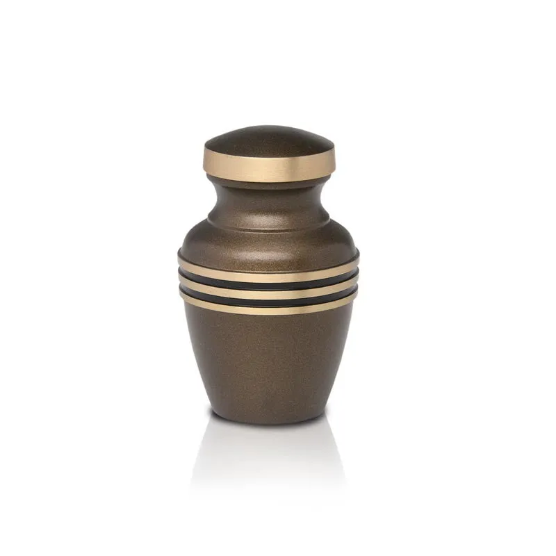 Brass Cremation Urn with Bronze Finish & Three Stripes