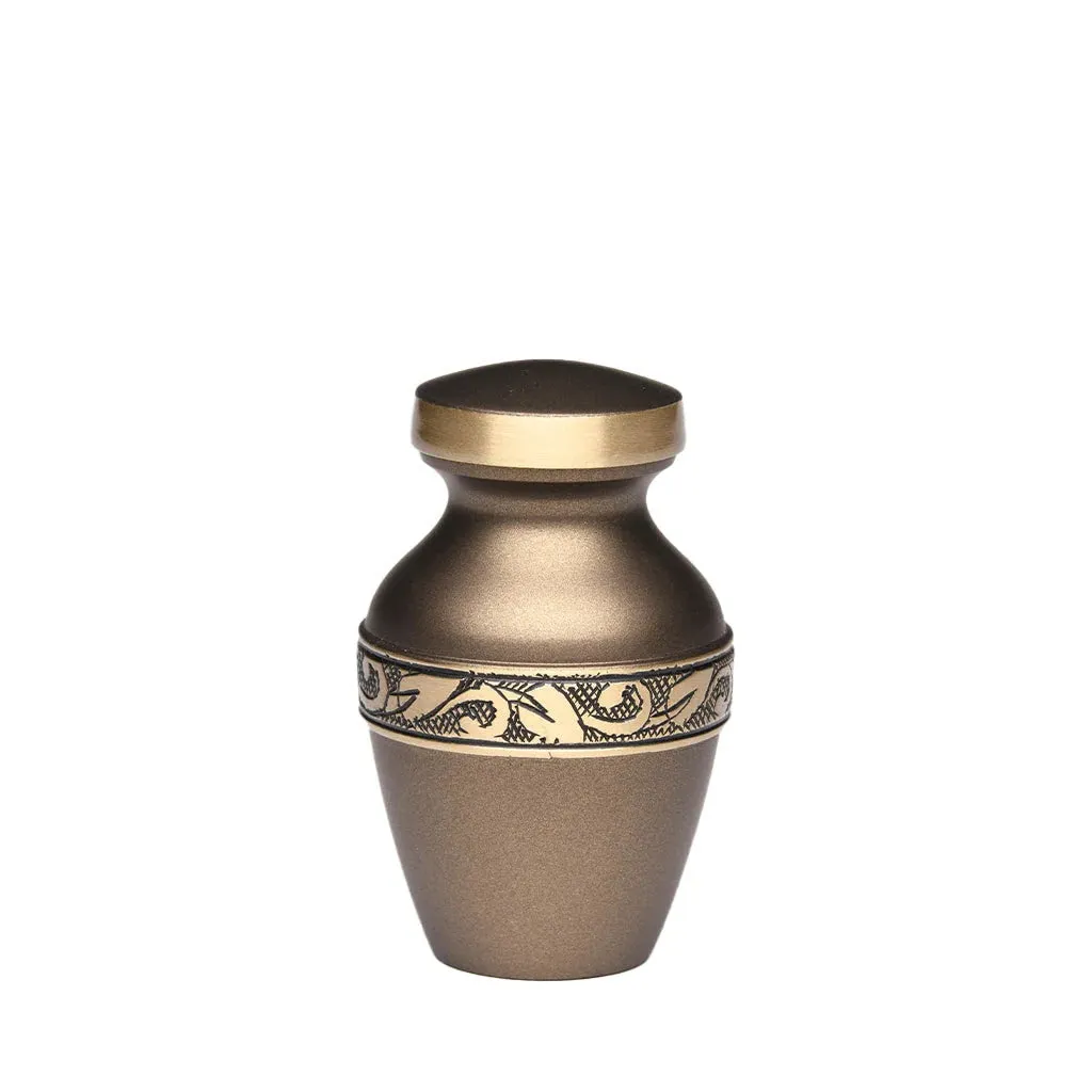 Brown Brass Urn with Jasmine Leaf Art