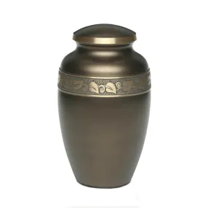 Brown Brass Urn with Jasmine Leaf Art