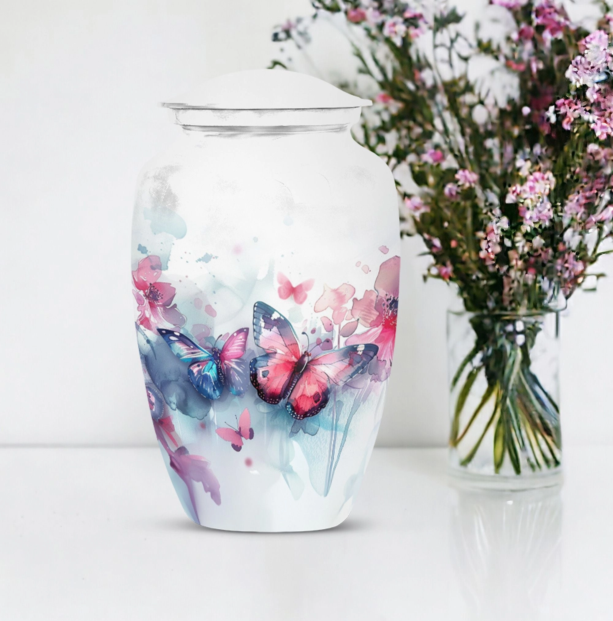 Butterfly Motif Burial Medium Cremation Urn