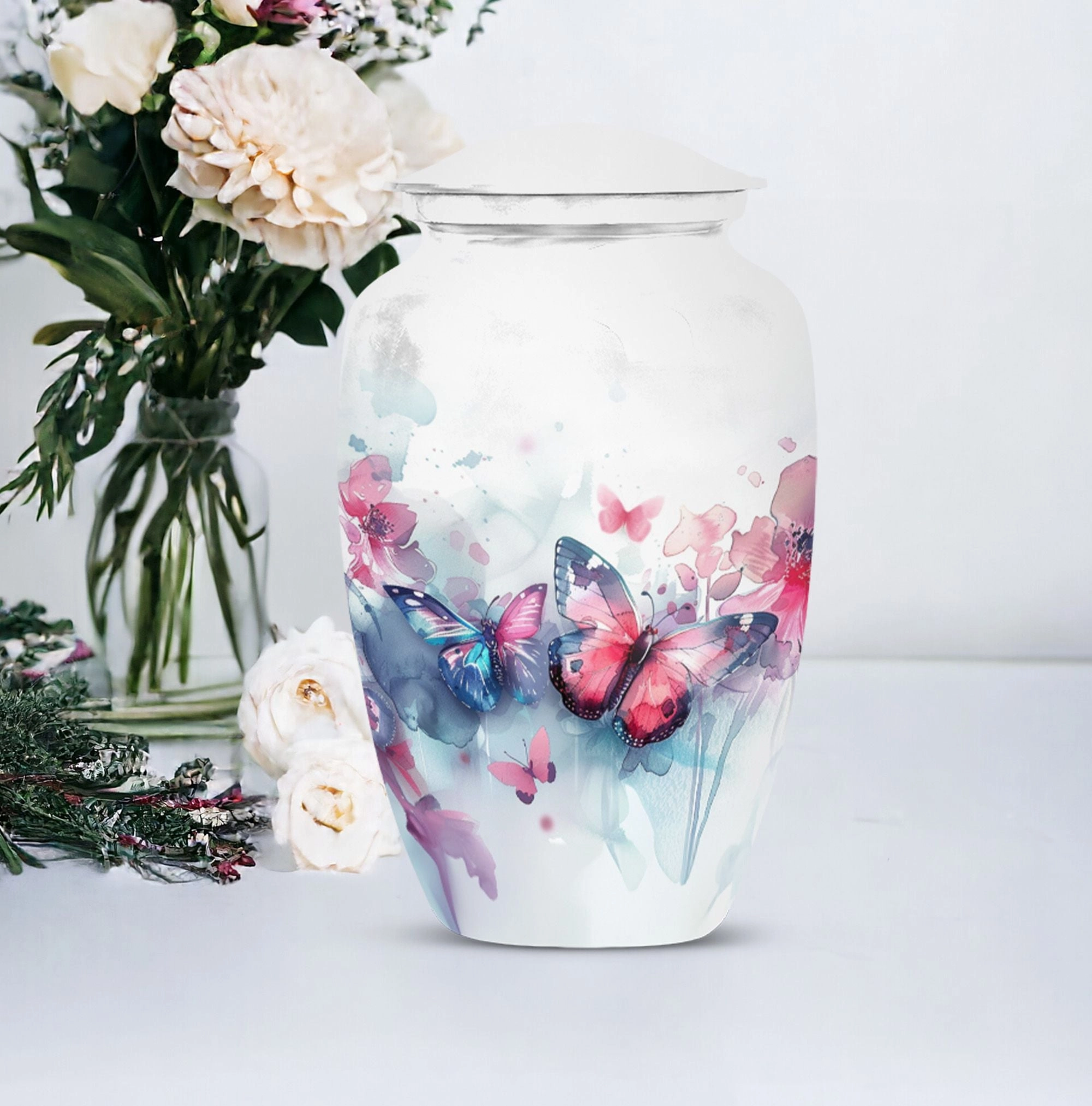 Butterfly Motif Burial Medium Cremation Urn