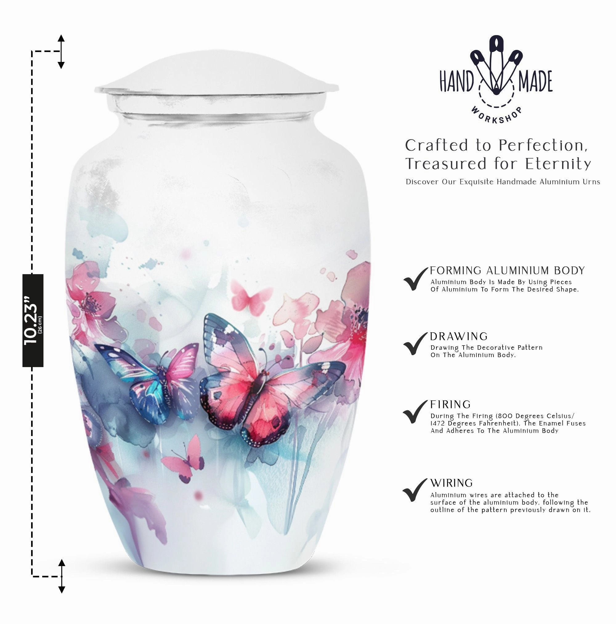 Butterfly Motif Burial Medium Cremation Urn