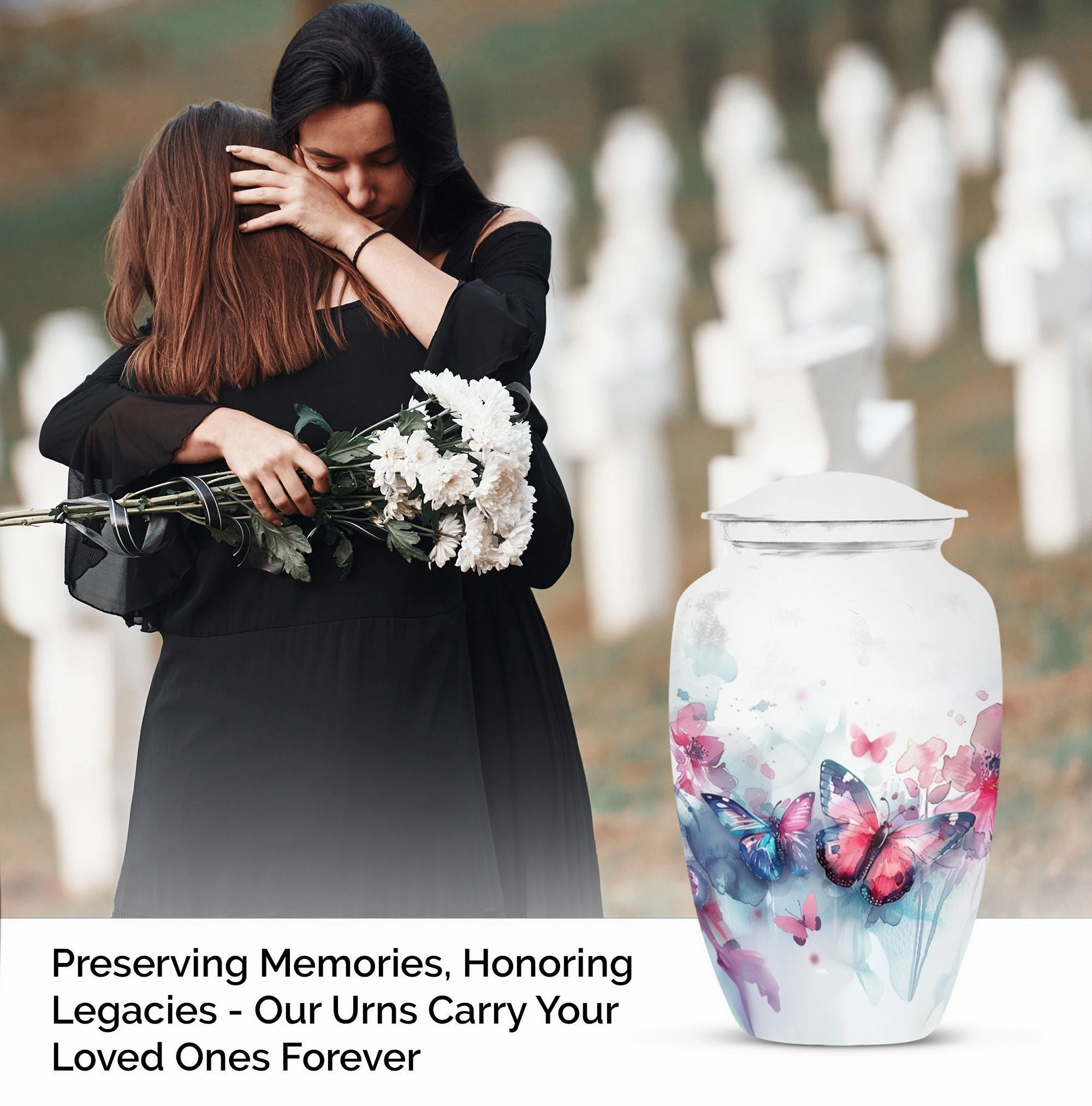 Butterfly Motif Burial Medium Cremation Urn