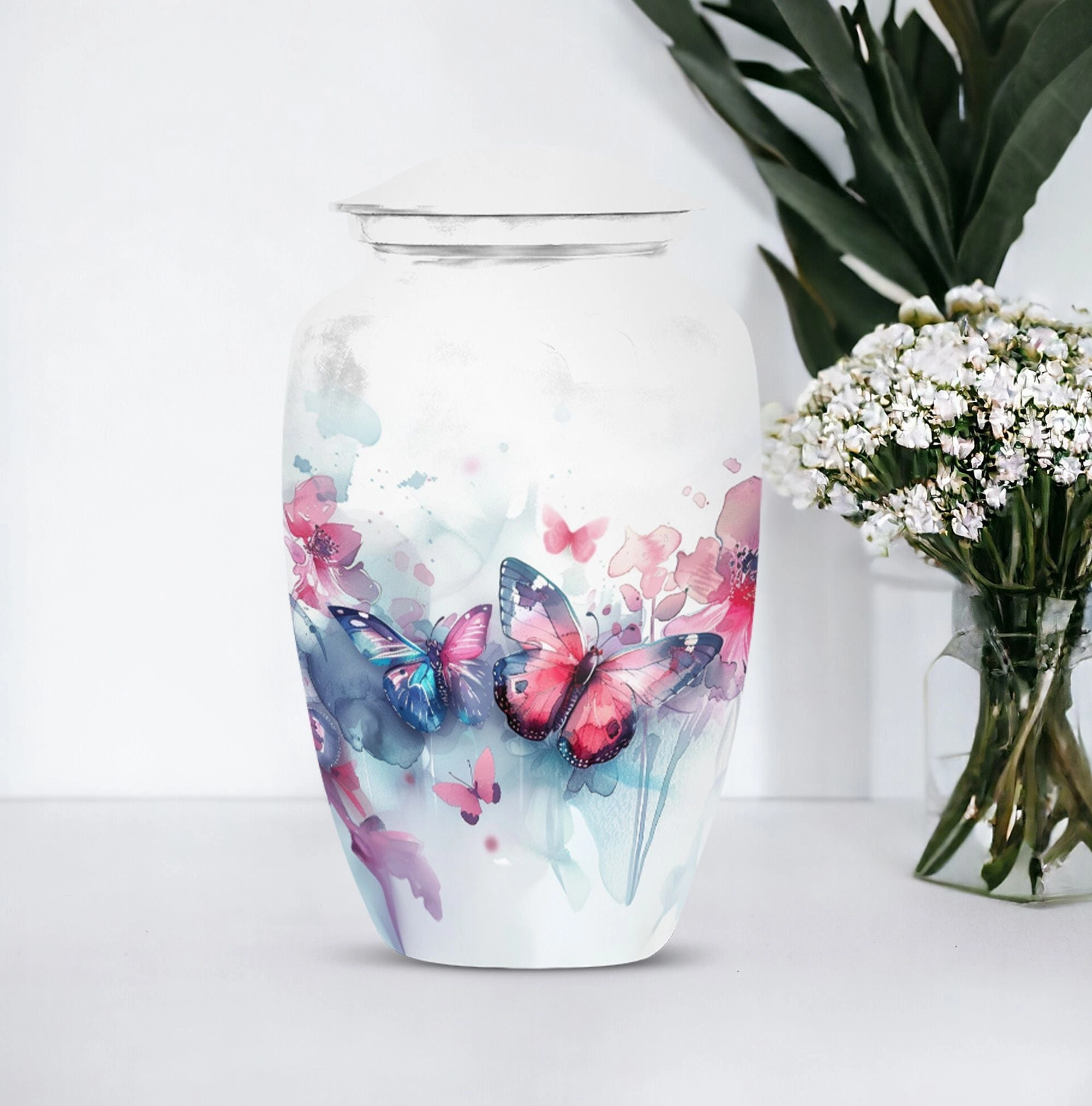 Butterfly Motif Burial Medium Cremation Urn