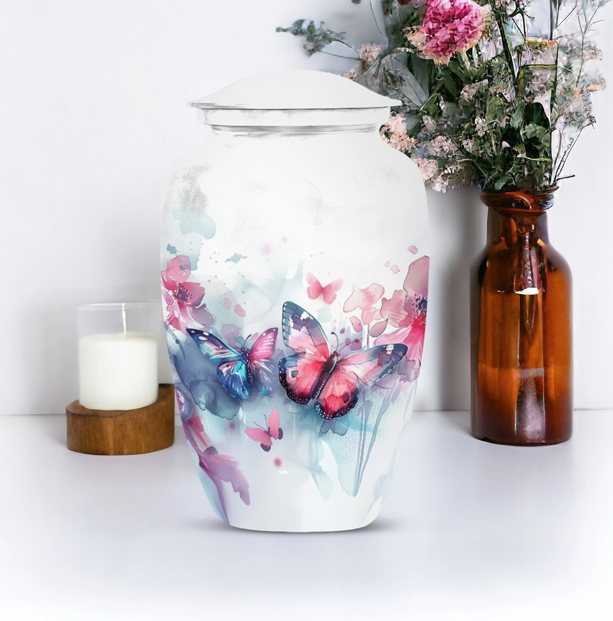 Butterfly Motif Burial Medium Cremation Urn
