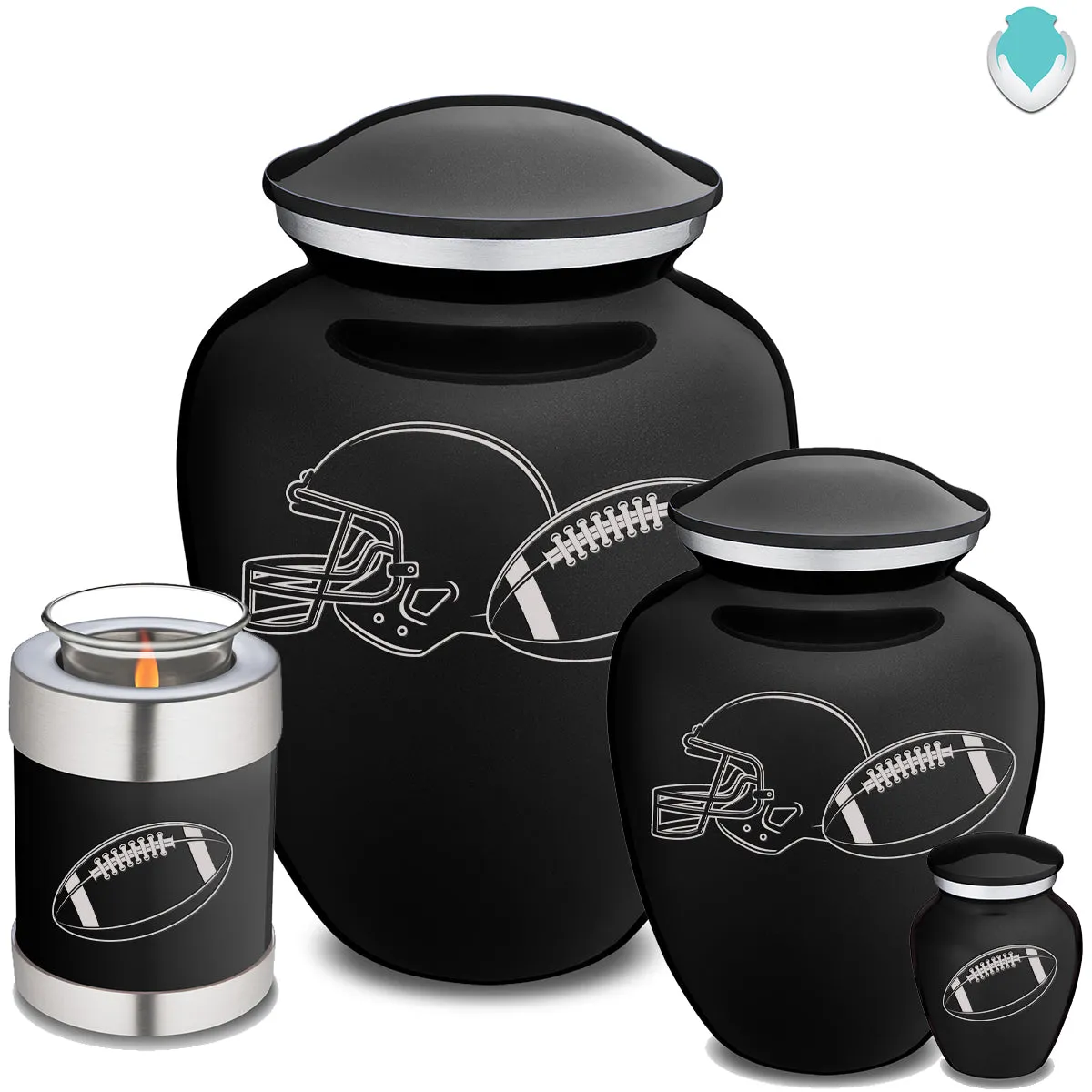 Candle Holder Embrace Black Football Cremation Urn