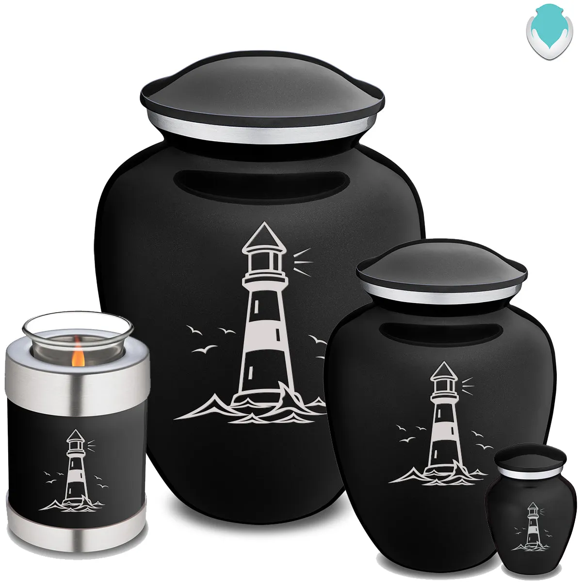 Candle Holder Embrace Black Lighthouse Cremation Urn
