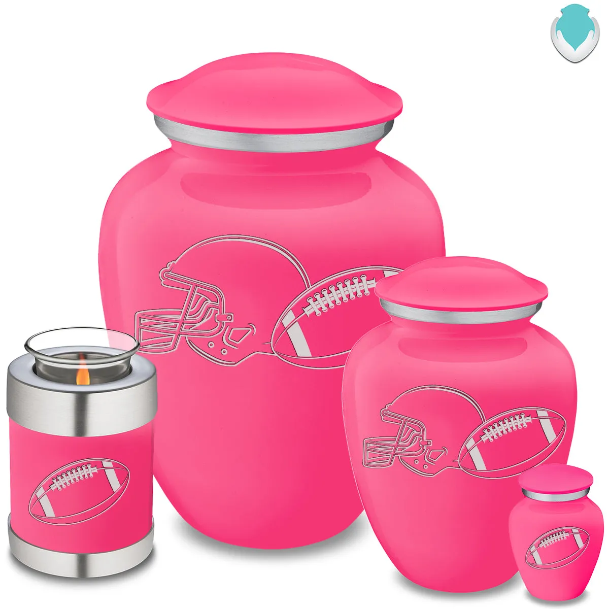 Candle Holder Embrace Bright Pink Football Cremation Urn