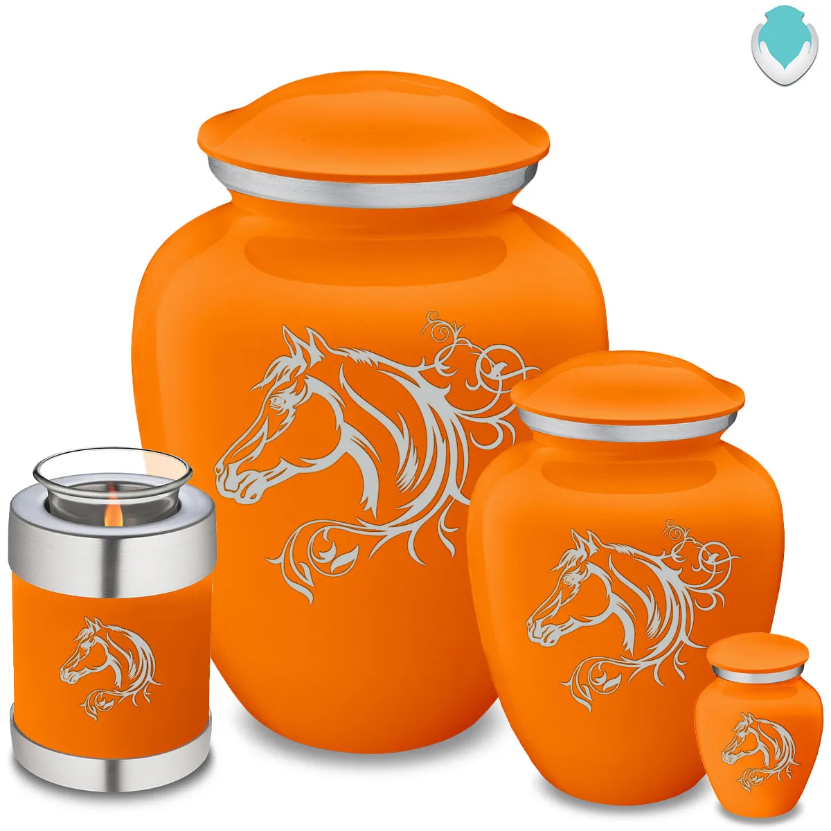 Candle Holder Embrace Burnt Orange Horse Cremation Urn