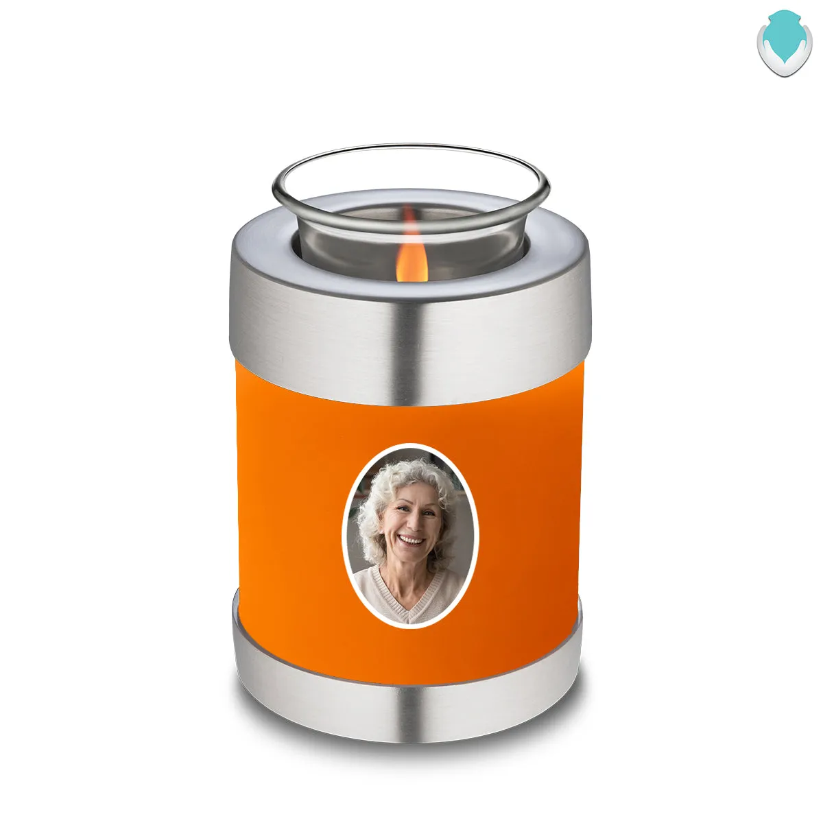 Candle Holder Embrace Burnt Orange Portrait Cremation Urn