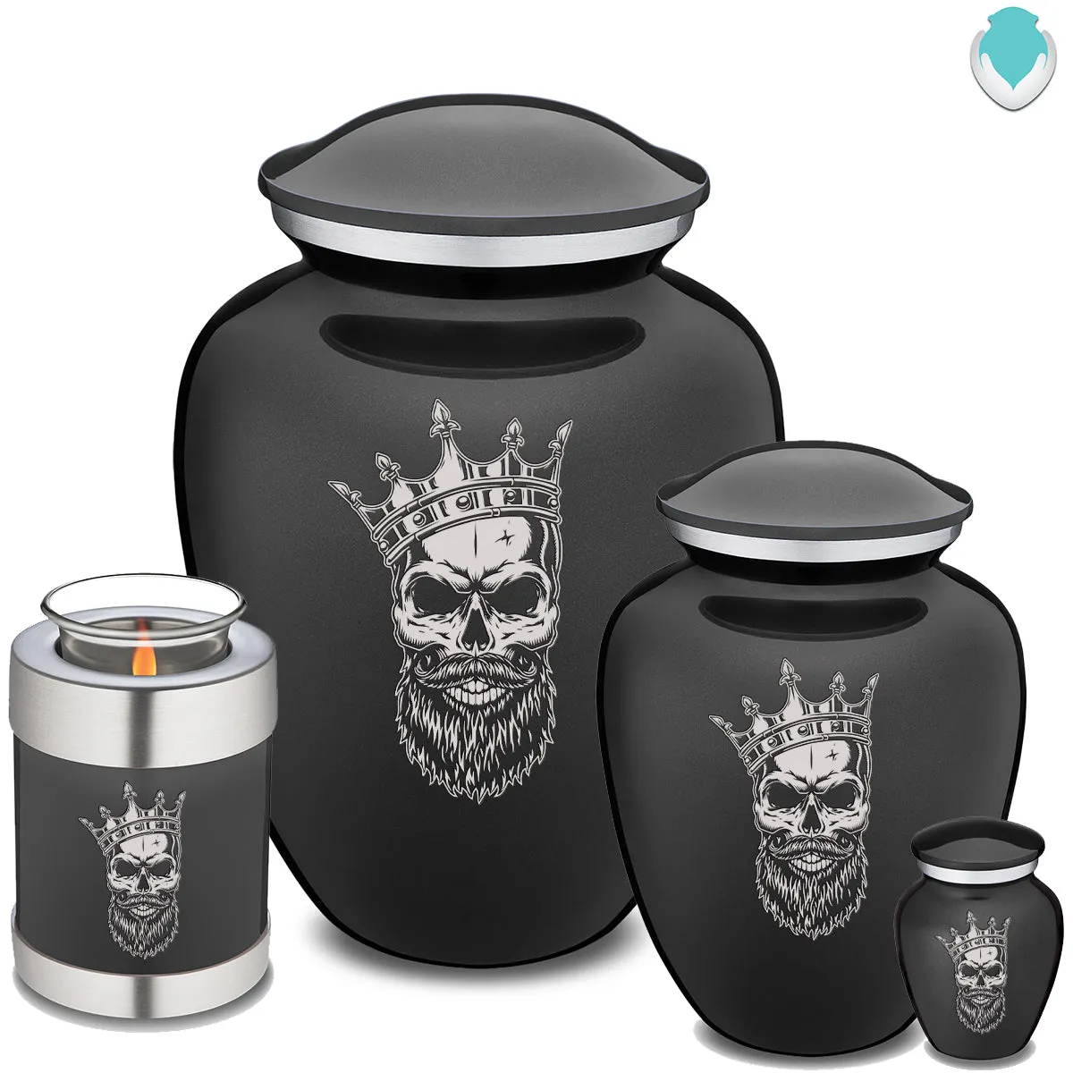 Candle Holder Embrace Charcoal Skull Cremation Urn