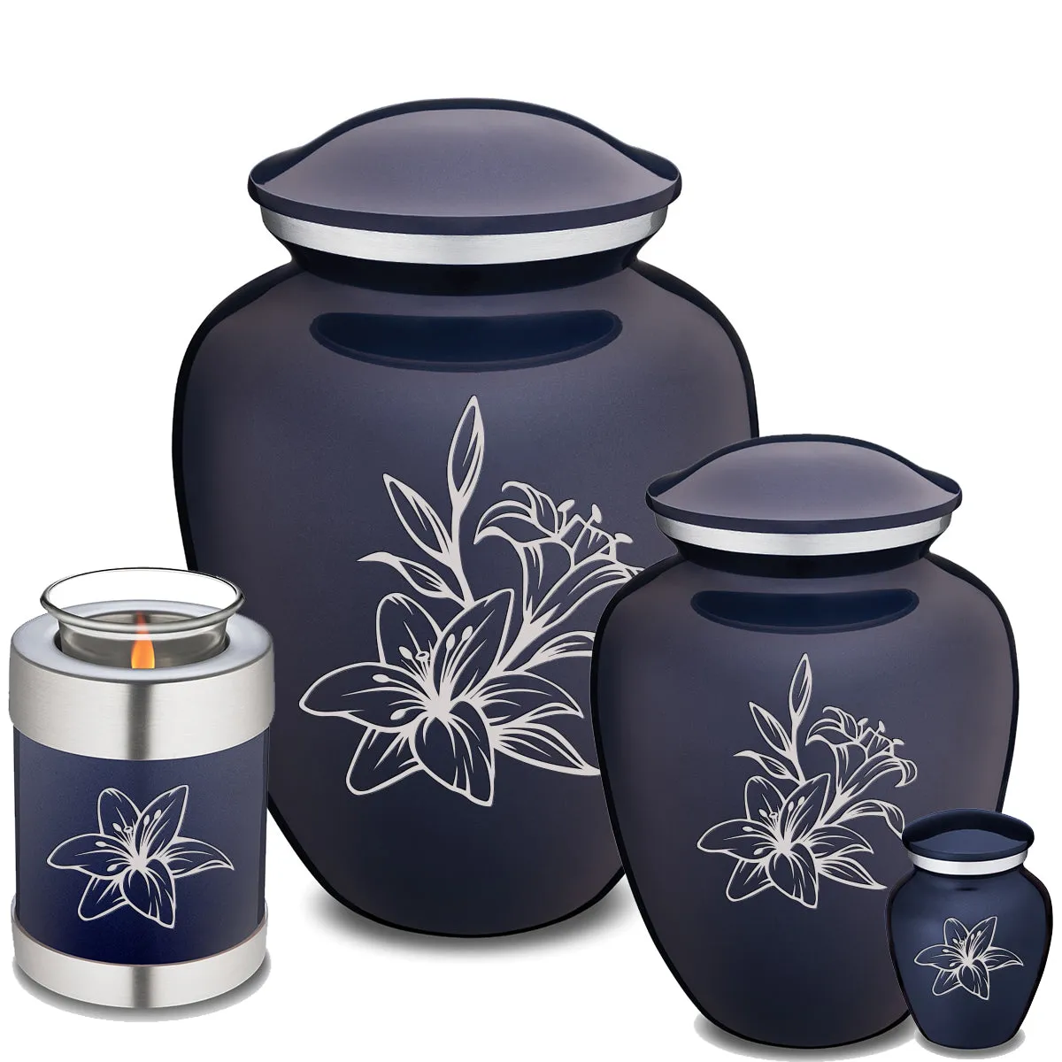 Candle Holder Embrace Cobalt Blue Lily Cremation Urn