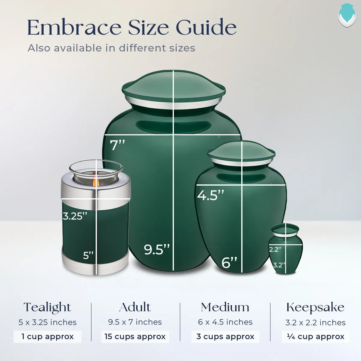 Candle Holder Embrace Green Angel Cremation Urn