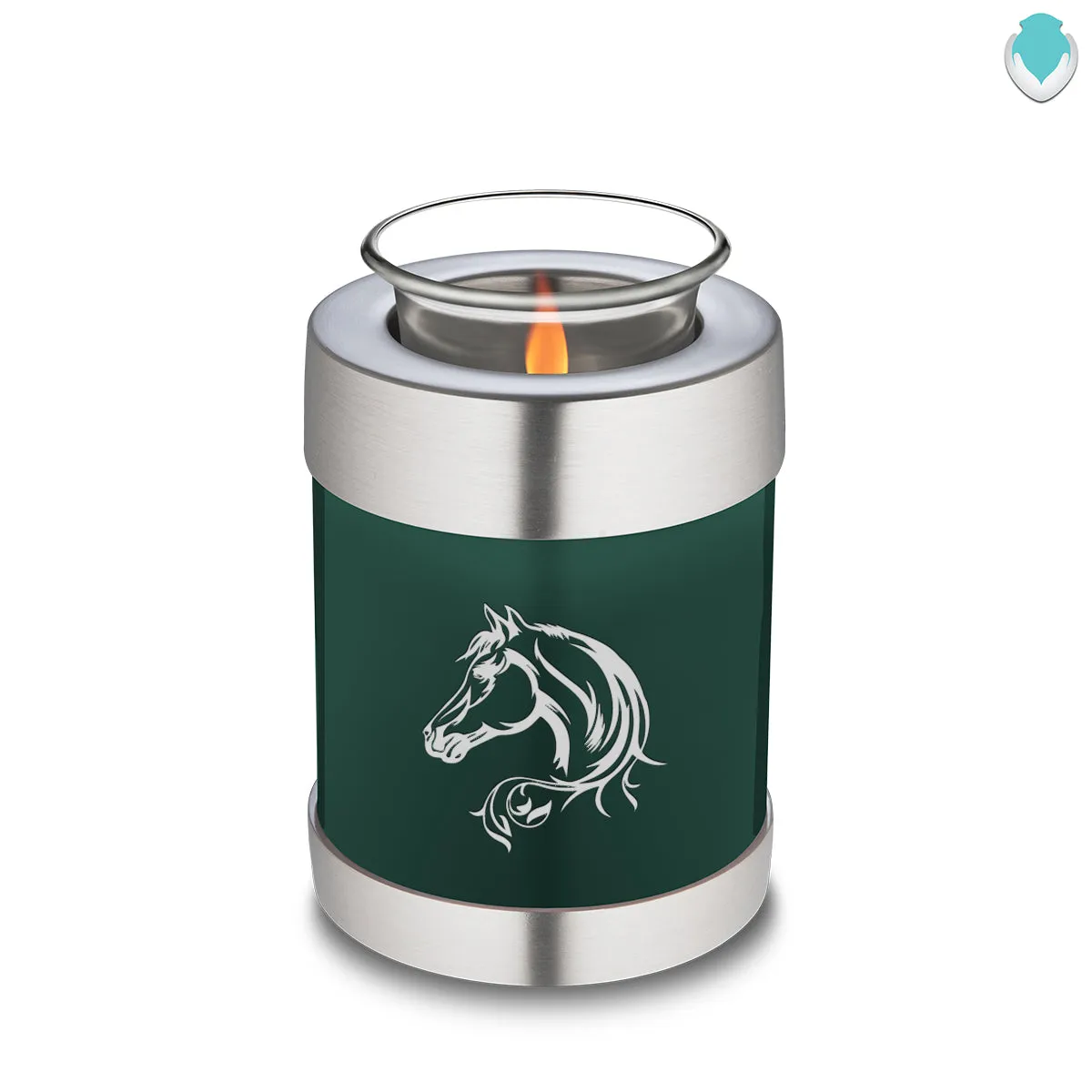Candle Holder Embrace Green Horse Cremation Urn
