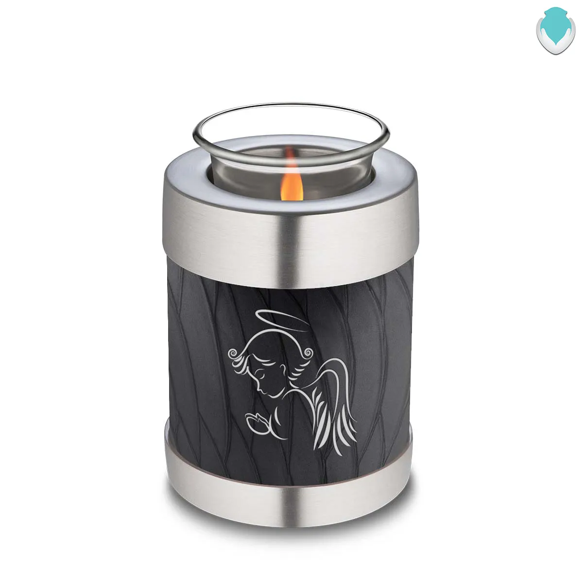 Candle Holder Embrace Pearl Black Angel Cremation Urn