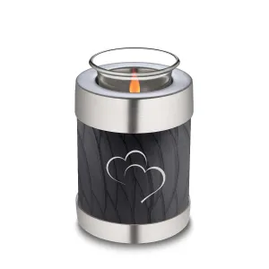 Candle Holder Embrace Pearl Black Hearts Cremation Urn