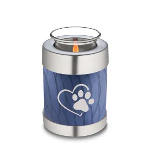 Candle Holder Embrace Pearl Cobalt Blue Single Paw Heart Pet Cremation Urn