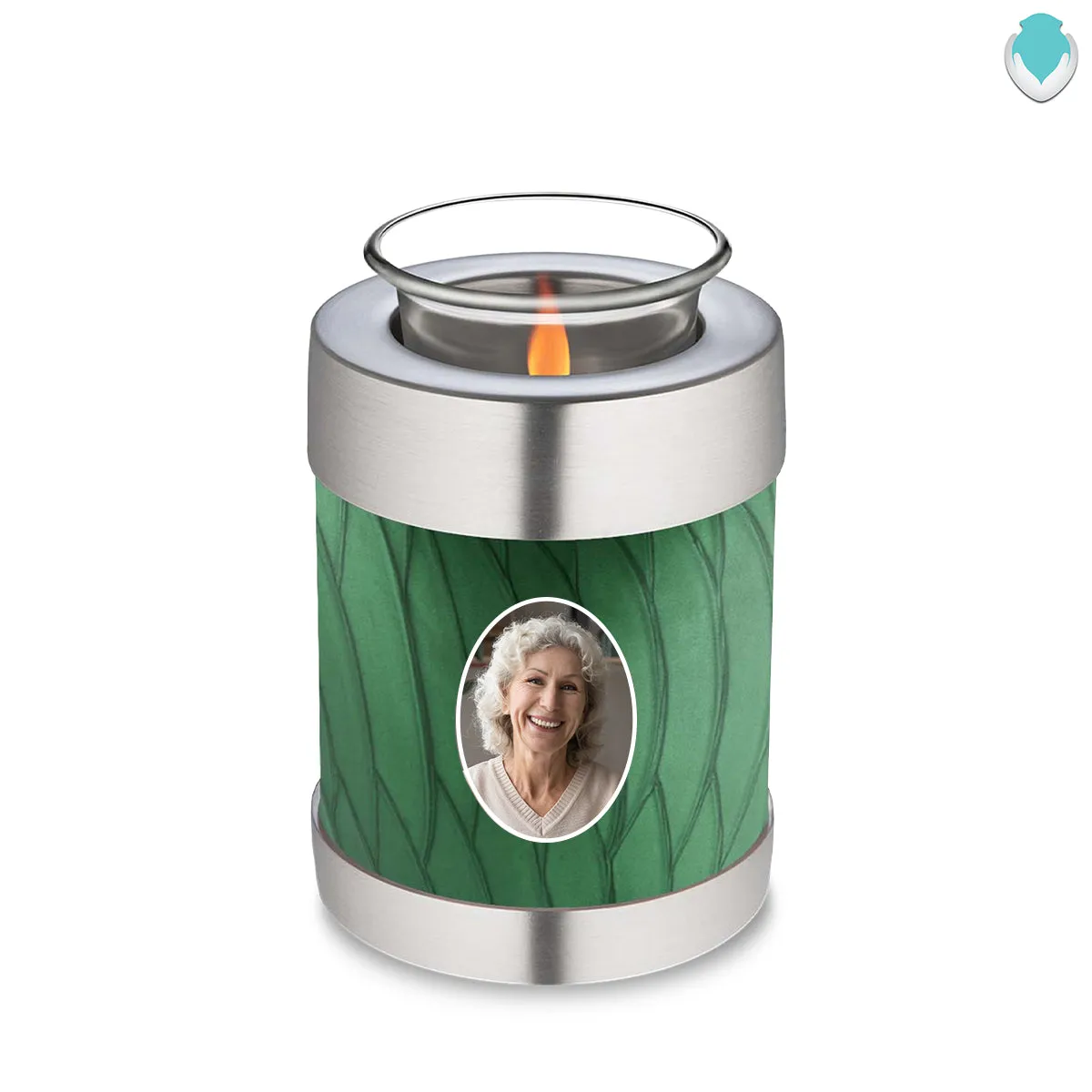 Candle Holder Embrace Pearl Green Portrait Cremation Urn