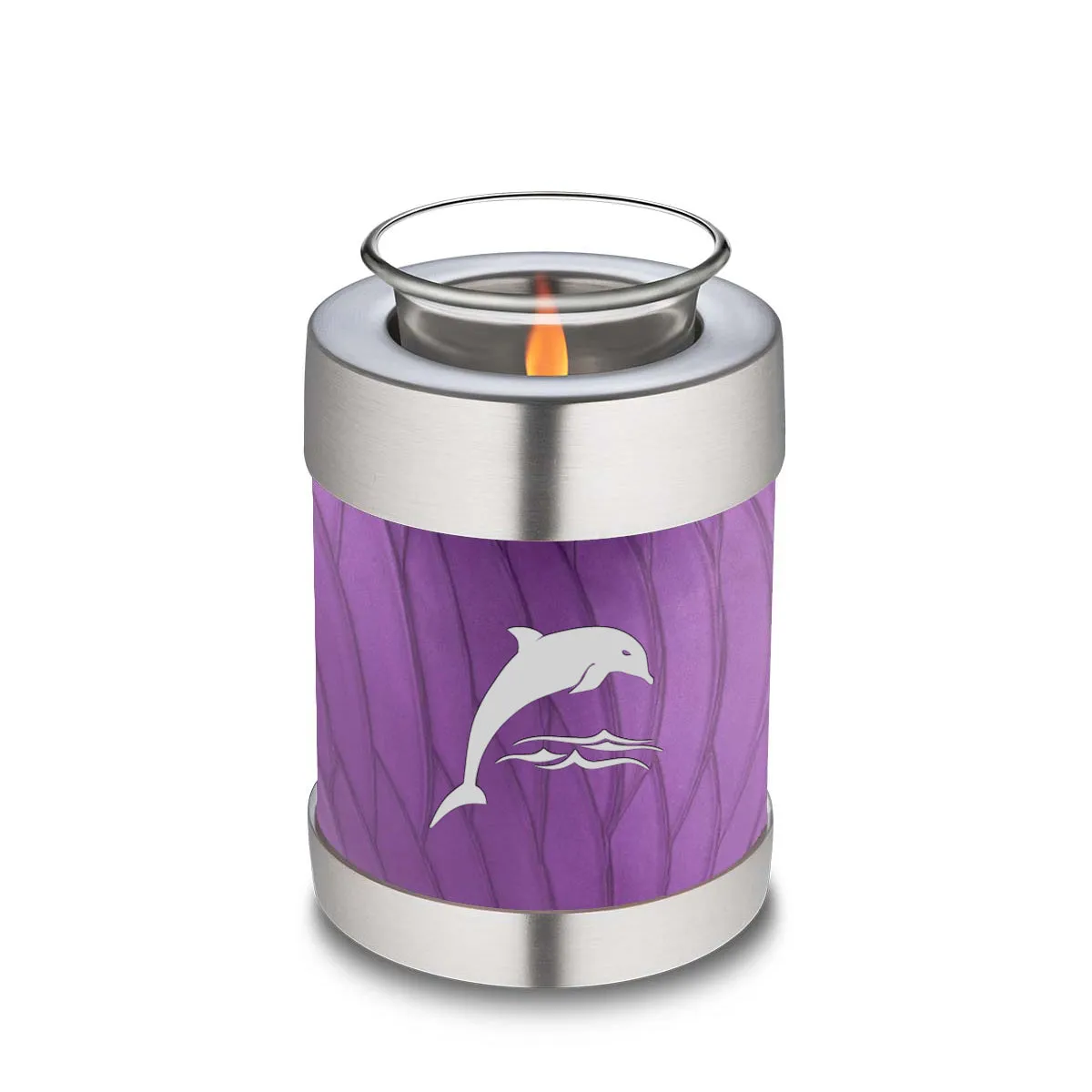 Candle Holder Embrace Pearl Purple Dolphins Cremation Urn