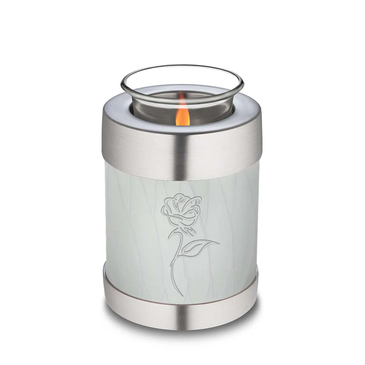 Candle Holder Embrace Pearl White Rose Cremation Urn